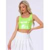 imageAllegra K Womens U Neck Sleeveless Halloween Party Clubwear Holographic Shiny Metallic Crop TopShiny Yellow