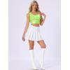 imageAllegra K Womens U Neck Sleeveless Halloween Party Clubwear Holographic Shiny Metallic Crop TopShiny Yellow
