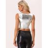 imageAllegra K Womens U Neck Sleeveless Halloween Party Clubwear Holographic Shiny Metallic Crop TopSilver