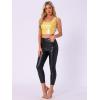 imageAllegra K Womens U Neck Sleeveless Halloween Party Clubwear Holographic Shiny Metallic Crop TopYellow