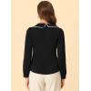 imageAllegra K Womens Vintage Peter Pan Collar Shirt Cute Lacy Trim Long Sleeve BlouseBlack