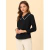 imageAllegra K Womens Vintage Peter Pan Collar Shirt Cute Lacy Trim Long Sleeve BlouseBlack