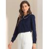 imageAllegra K Womens Vintage Peter Pan Collar Shirt Cute Lacy Trim Long Sleeve BlouseDark Blue