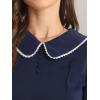 imageAllegra K Womens Vintage Peter Pan Collar Shirt Cute Lacy Trim Long Sleeve BlouseDark Blue