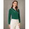 imageAllegra K Womens Vintage Peter Pan Collar Shirt Cute Lacy Trim Long Sleeve BlouseDark Green
