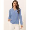 imageAllegra K Womens Vintage Peter Pan Collar Shirt Cute Lacy Trim Long Sleeve BlouseDusty Blue