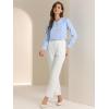 imageAllegra K Womens Vintage Peter Pan Collar Shirt Cute Lacy Trim Long Sleeve BlouseSky Blue