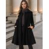 imageAllegra K Womens Winter Coat Overcoat Lapel Collar Long Swing A Line Double Breasted Pea CoatBlack