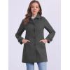 imageAllegra K Womens Winter Outerwear Overcoat Peter Pan Collar Midthigh Aline Single Breasted Pea CoatDark Gray
