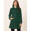 imageAllegra K Womens Winter Outerwear Overcoat Peter Pan Collar Midthigh Aline Single Breasted Pea CoatDark Green