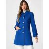 imageAllegra K Womens Winter Outerwear Overcoat Peter Pan Collar Midthigh Aline Single Breasted Pea CoatRoyal Blue
