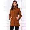 imageAllegra K Womens Winter Overcoat MidLong Stand Collar Single Breasted Coat OuterwearBrown Red