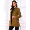imageAllegra K Womens Winter Overcoat MidLong Stand Collar Single Breasted Coat OuterwearDeep Brown