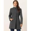 imageAllegra K Womens Winter Overcoat MidLong Stand Collar Single Breasted Coat OuterwearDeep Grey