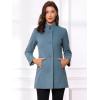 imageAllegra K Womens Winter Overcoat MidLong Stand Collar Single Breasted Coat OuterwearGrey Blue