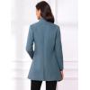 imageAllegra K Womens Winter Overcoat MidLong Stand Collar Single Breasted Coat OuterwearGrey Blue