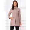 imageAllegra K Womens Winter Overcoat MidLong Stand Collar Single Breasted Coat OuterwearGrey Pink