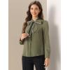 imageAllegra K Womens Work Blouse Tie Neck Long Sleeve Shirts Button Down Elegant Office Business Top 2025Navy Green
