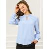 imageAllegra K Womens Work Tops Dressy Casual Shirts Mock Neck Keyhole Business Casual Long Sleeve BlouseBlue