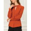 imageAllegra K Womens Work Tops Dressy Casual Shirts Mock Neck Keyhole Business Casual Long Sleeve BlouseBrown Red