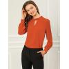 imageAllegra K Womens Work Tops Dressy Casual Shirts Mock Neck Keyhole Business Casual Long Sleeve BlouseBrown Red