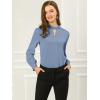 imageAllegra K Womens Work Tops Dressy Casual Shirts Mock Neck Keyhole Business Casual Long Sleeve BlouseDark Blue