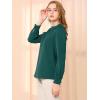 imageAllegra K Womens Work Tops Dressy Casual Shirts Mock Neck Keyhole Business Casual Long Sleeve BlouseDeep Green
