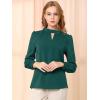 imageAllegra K Womens Work Tops Dressy Casual Shirts Mock Neck Keyhole Business Casual Long Sleeve BlouseDeep Green