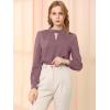 imageAllegra K Womens Work Tops Dressy Casual Shirts Mock Neck Keyhole Business Casual Long Sleeve BlouseGray Purple