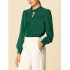 imageAllegra K Womens Work Tops Dressy Casual Shirts Mock Neck Keyhole Business Casual Long Sleeve BlouseGreen