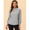 imageAllegra K Womens Work Tops Dressy Casual Shirts Mock Neck Keyhole Business Casual Long Sleeve BlouseGrey