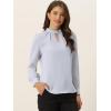 imageAllegra K Womens Work Tops Dressy Casual Shirts Mock Neck Keyhole Business Casual Long Sleeve BlouseGrey White