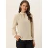 imageAllegra K Womens Work Tops Dressy Casual Shirts Mock Neck Keyhole Business Casual Long Sleeve BlouseKhaki