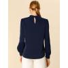 imageAllegra K Womens Work Tops Dressy Casual Shirts Mock Neck Keyhole Business Casual Long Sleeve BlouseNavy Blue