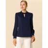 imageAllegra K Womens Work Tops Dressy Casual Shirts Mock Neck Keyhole Business Casual Long Sleeve BlouseNavy Blue