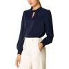 imageAllegra K Womens Work Tops Dressy Casual Shirts Mock Neck Keyhole Business Casual Long Sleeve BlouseNavy Blue