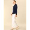 imageAllegra K Womens Work Tops Dressy Casual Shirts Mock Neck Keyhole Business Casual Long Sleeve BlouseNavy Blue