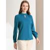 imageAllegra K Womens Work Tops Dressy Casual Shirts Mock Neck Keyhole Business Casual Long Sleeve BlousePeacock Blue