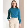 imageAllegra K Womens Work Tops Dressy Casual Shirts Mock Neck Keyhole Business Casual Long Sleeve BlousePeacock Blue