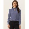 imageAllegra K Womens Work Tops Dressy Casual Shirts Mock Neck Keyhole Business Casual Long Sleeve BlousePurplegrey