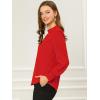 imageAllegra K Womens Work Tops Dressy Casual Shirts Mock Neck Keyhole Business Casual Long Sleeve BlouseRed