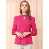 imageAllegra K Womens Work Tops Dressy Casual Shirts Mock Neck Keyhole Business Casual Long Sleeve BlouseRose Red