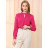 imageAllegra K Womens Work Tops Dressy Casual Shirts Mock Neck Keyhole Business Casual Long Sleeve BlouseRose Red
