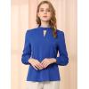 imageAllegra K Womens Work Tops Dressy Casual Shirts Mock Neck Keyhole Business Casual Long Sleeve BlouseRoyal Blue