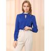 imageAllegra K Womens Work Tops Dressy Casual Shirts Mock Neck Keyhole Business Casual Long Sleeve BlouseRoyal Blue