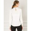 imageAllegra K Womens Work Tops Dressy Casual Shirts Mock Neck Keyhole Business Casual Long Sleeve BlouseWhite