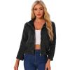 imageAllegra K Cropped Fleece Jacket for Womens Zip Up Faux Fur JacketBlack