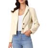 imageAllegra K Faux Leather Jacket for Womens Motorcycle Moto Biker Coat Casual Cropped PU Leather JacketsWhite