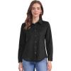 imageAllegra K Faux Suede Shirt for Womens Stretch Dressy Casual Button Down Long Sleeve Shirt 2024 Fall ClothesBlack