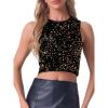 imageAllegra K Sequin Tops for Womens Sparkle Glitter Sleeveless Club Party Nightout Crop Tank TopGold